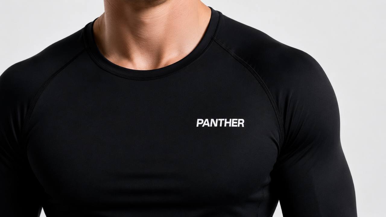 PANTHER Hoodie 2 — Black with white PANTHER wordmark, alternate design